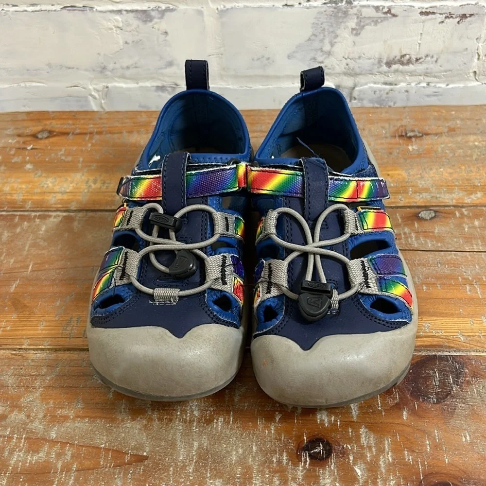 Keen Little Kids Knotch Creek Sandals Size 1 Water Shoes Hiking Blue Red Tie Dye